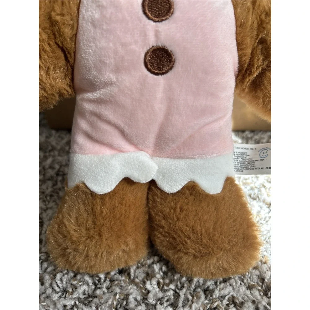 NWT Gingerbread Girl Pink Bow 12x8 Christmas Dog Toy Squeaker GingerGirl Pink